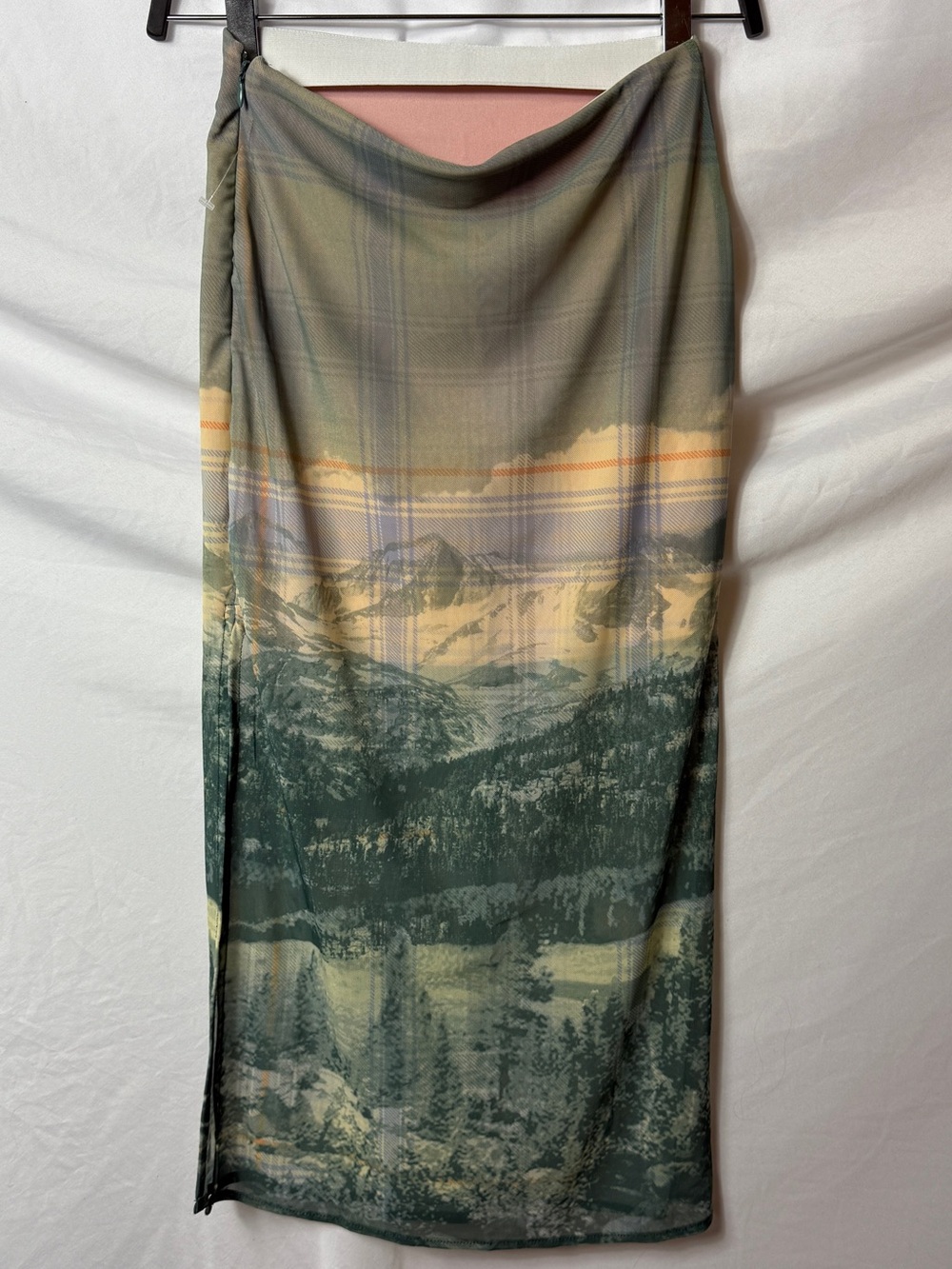 UO Landscape Print Awkward Mesh Midi Skirt NWOT - Picture 5 of 6